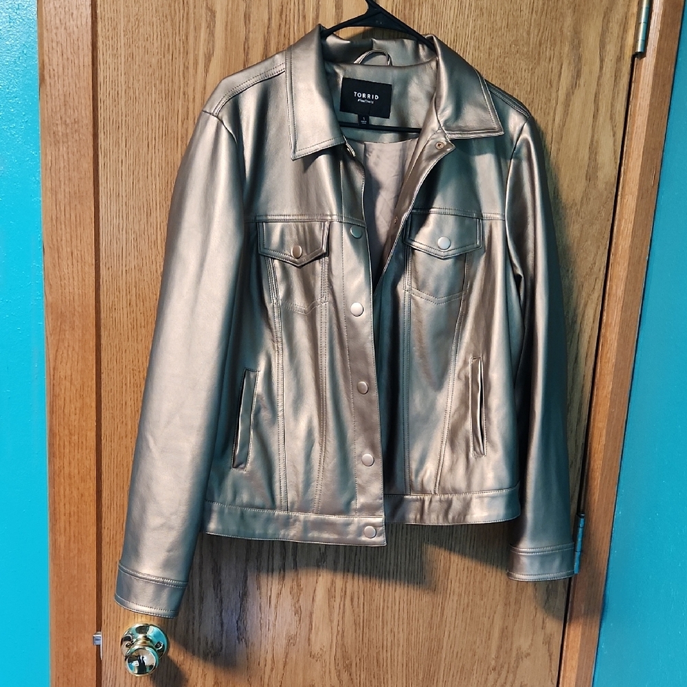 Torrid Faux Leather Fitted Trucker Jacket
